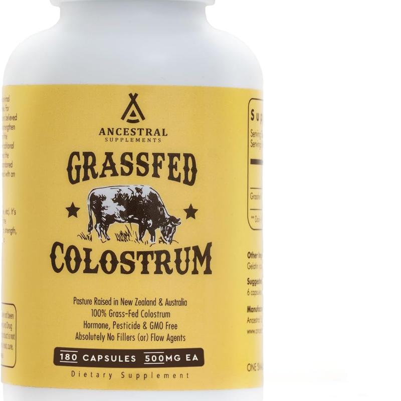 Ancestral Supplements Grass Fed Beef Colostrum Supplement, 3000 mg, Offers Immune Support and Promotes Gut Health