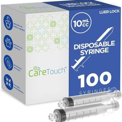 Care Touch CTSLL10 10mL Syringe Only - Luer Lock Syringe Tip (No Needle),100 Count (Pack of 1)